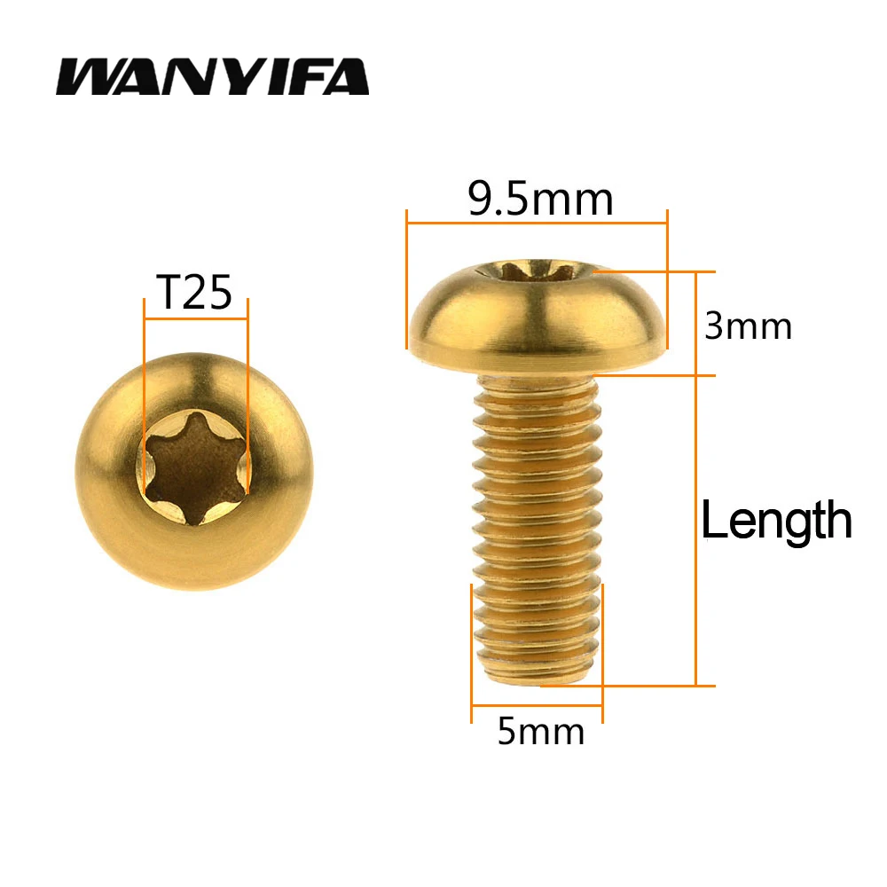 Wanyifa 12pcs/Lot Bicycle Screws Disc Brake Titanium Bolt Bicycle Accessories  M5x10 12mm Bike Parts Bolts