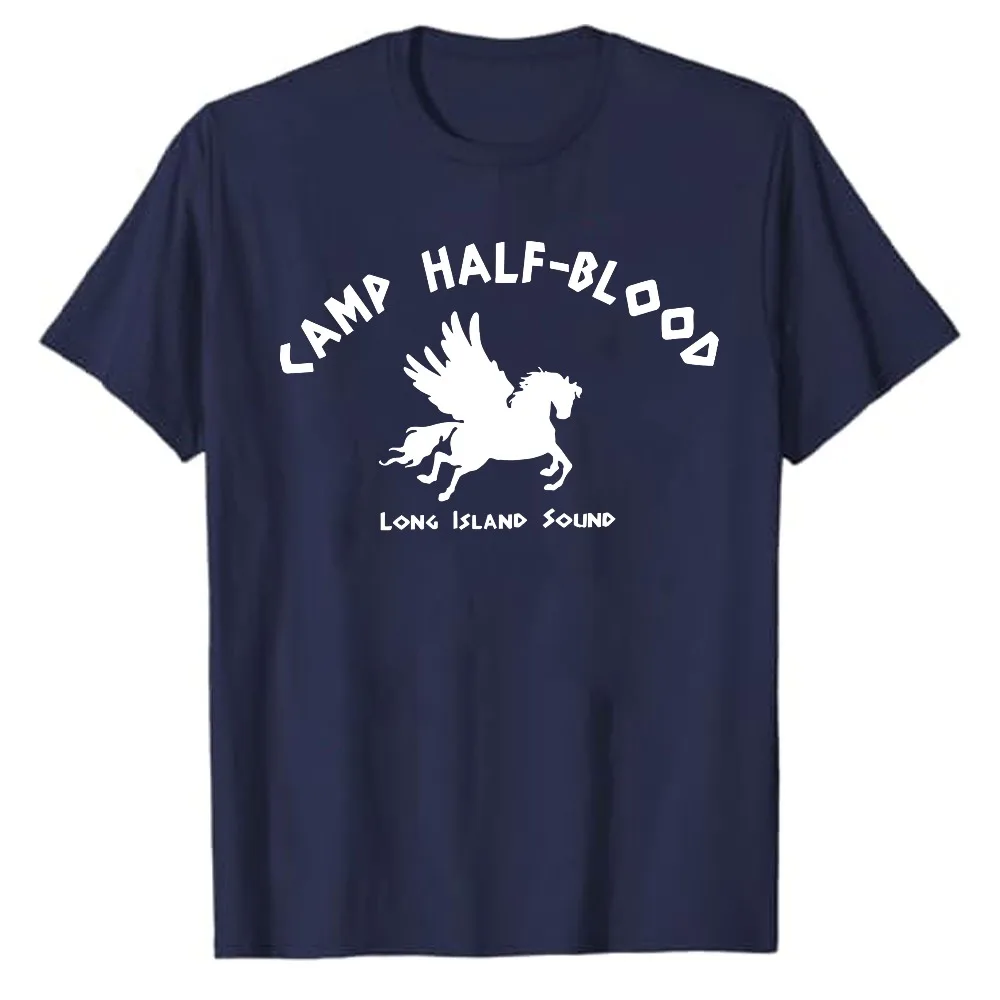 Camp Half‑Blood Long Island Sound Pegasus Silhouette Graphic T‑Shirt Casual Cotton Tee Percy Jackson Mythology Winged Horse Tops