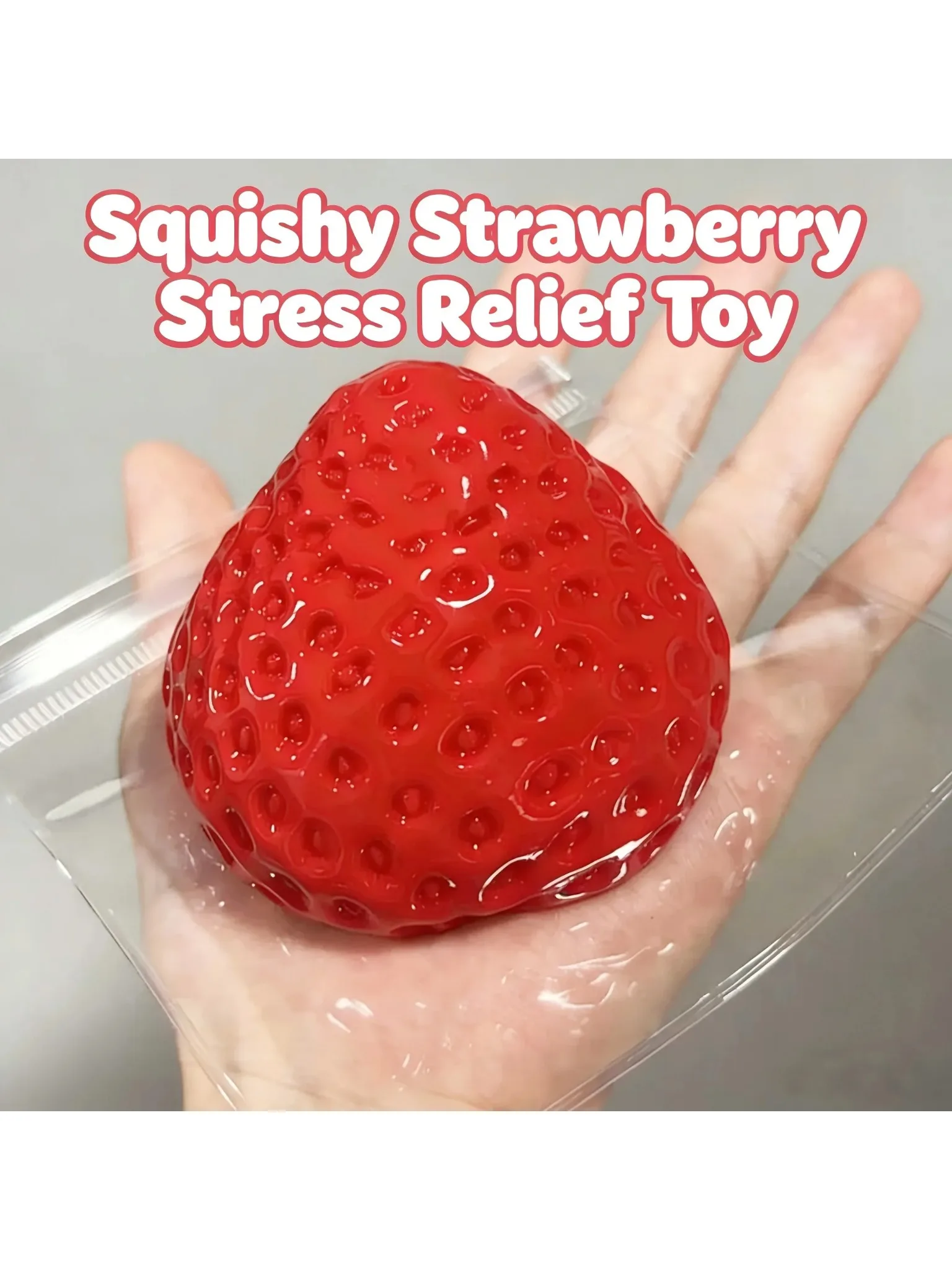 Big Strawberry Squishy Toy Soft Slow Rising Solid Silicone Squeeze Toy Stress Relief Antistress Fidget Toy for Adults
