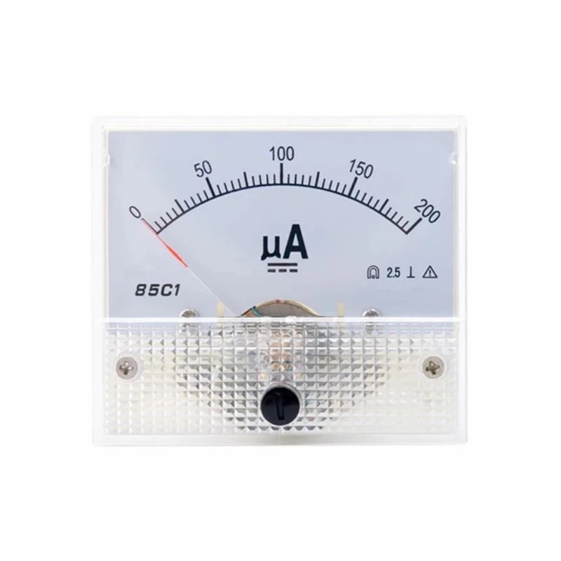 1Pc DC 85C1 μA Analog Current Meter Panel Dial Current Gauge Pointer Ammeter Microampere Meter 50μA 100μA 200μA