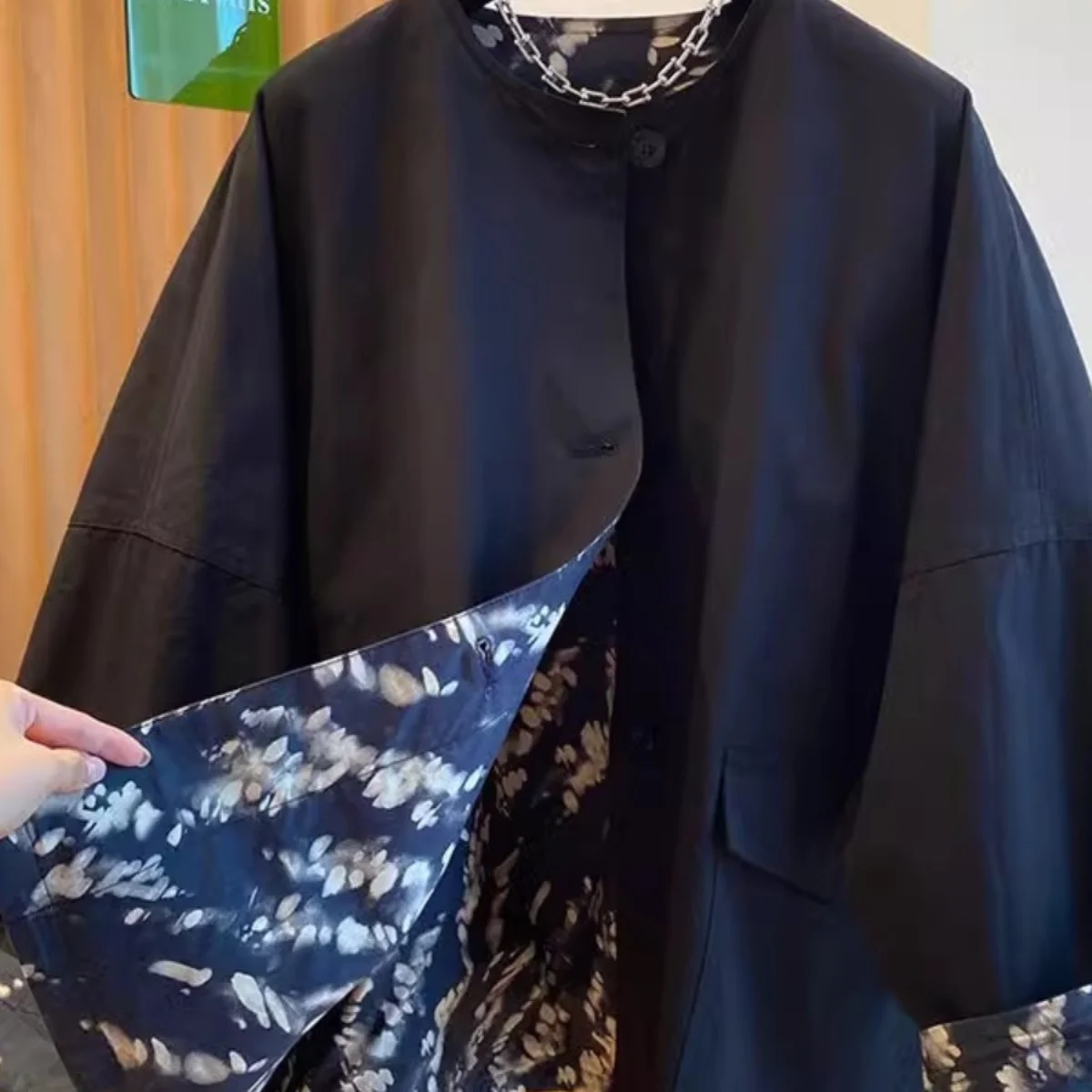 

ex Loose Casual Jaet Double-Sided Wear Polyester Fiber Comfortable Long Sve Coat for Men And Women in Autumn And Winter