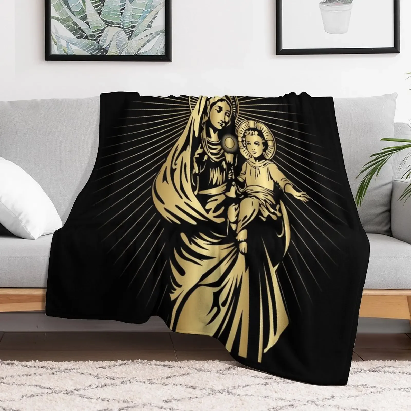 Blessed Virgin Mary and Baby Jesus Throw Blanket Fade Resistant Durable Throw Blanket