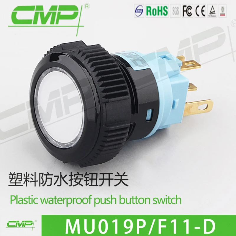 19mm  Planar Large Transparency LEDMomentary/Latching Plastic Switch Push Button 1NO1NC 10pcs/pack