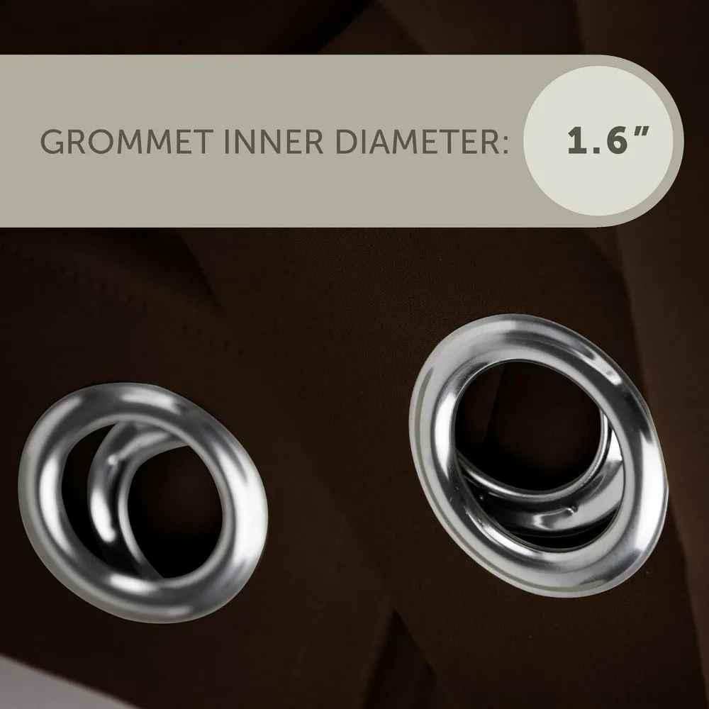 Thermal Insulated Blackout Curtains with Metal Grommets, 180 x 108, Chocolate Brown, Single Panel, Energy Efficient Window Treat