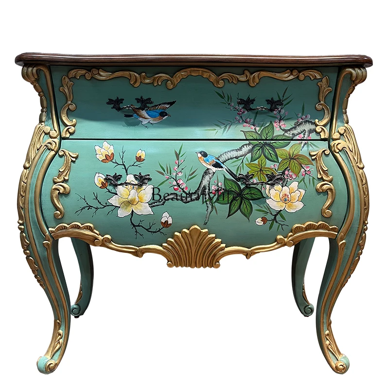 

American painted porch chest cabinet solid wood retro storage decorative drawer locker