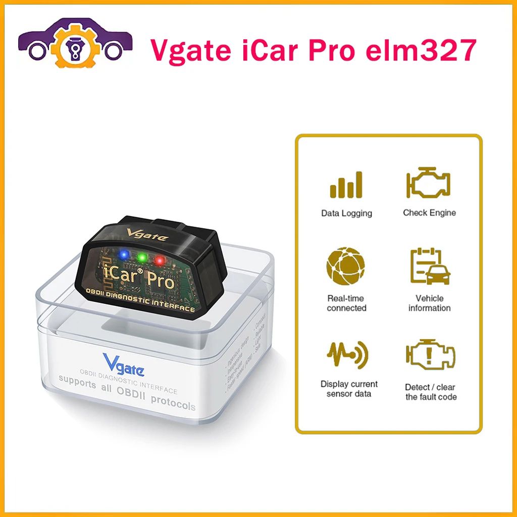 Vgate iCar 프로 ELM327 와이파이 OBD2 스캐너, 블루투스 호환 4.0, 안드로이드 및 IOS 자동차 자동 진단 도구, PK ICAR2 ELM 327 V1.5