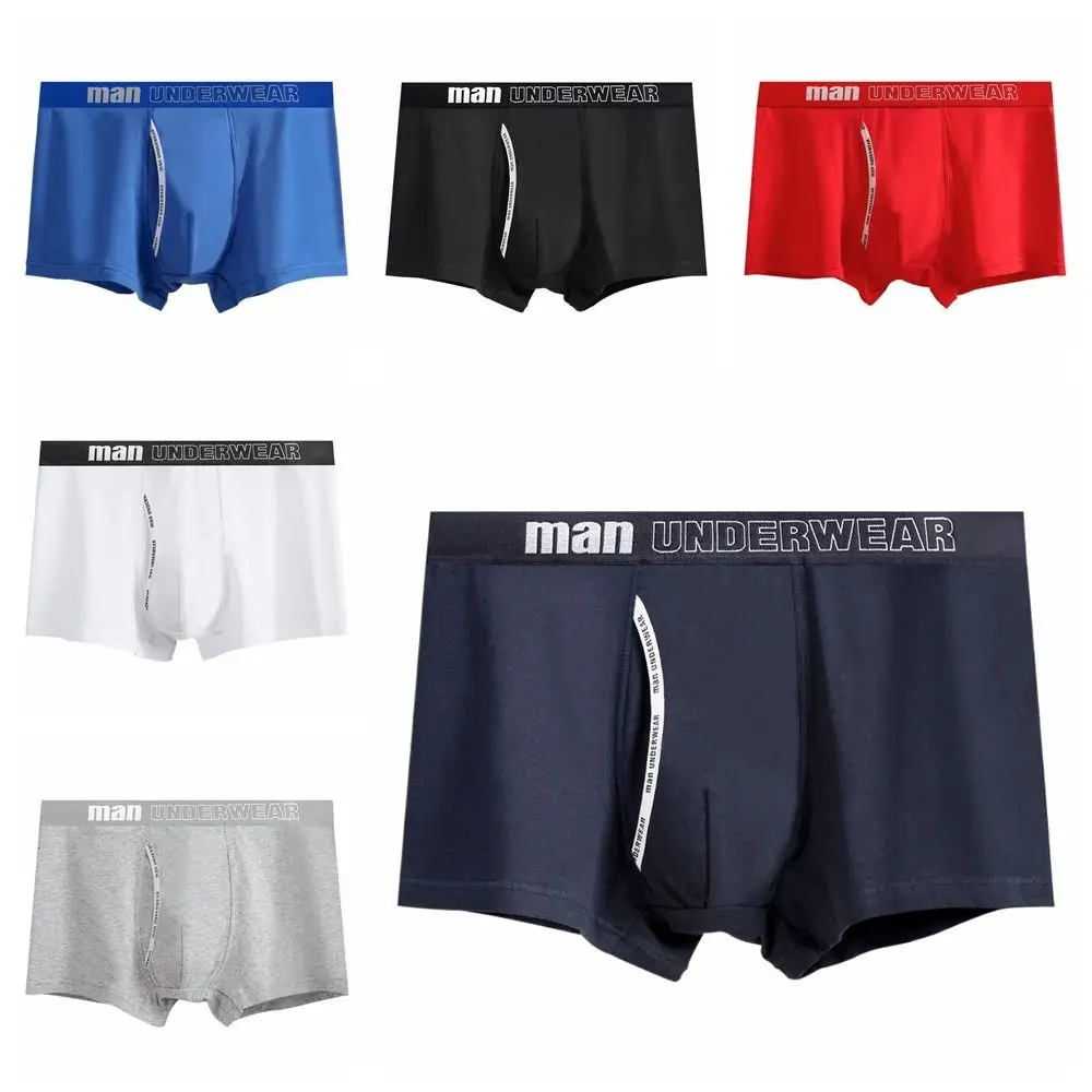 

Comfortable Letter Men's Boxer Briefs Mid Waist Thin Cotton Boxer Shorts Simple Sport Style Underwear for Men Man