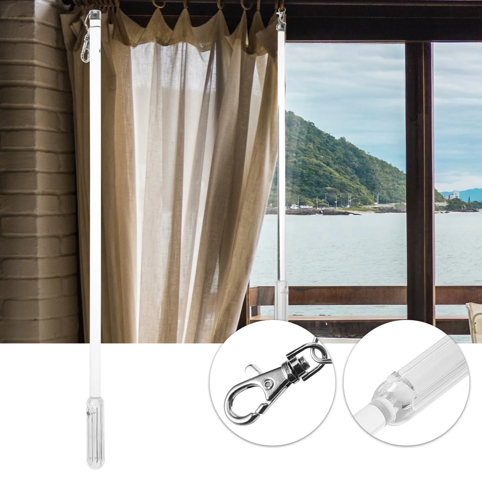 

Curtain Handle Wand Adjustable Pulling Rods Lightweight Multifunction Vertical Blind Drapery Pull Rod Window Opener Pole Blind