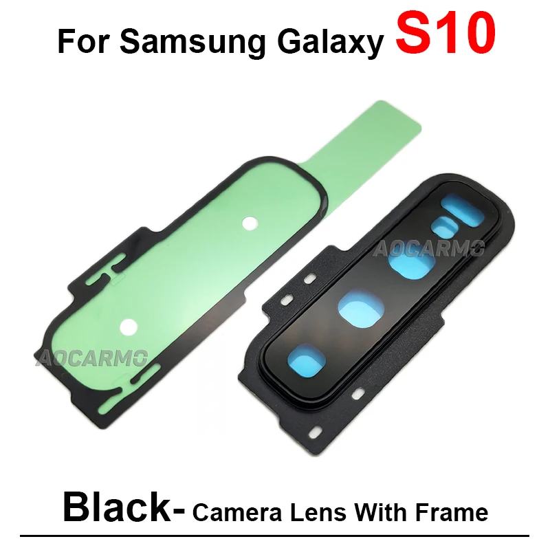 Back Camera Lens With Frame And Adhesive Repair Replacement Parts For Samsung Galaxy S10+ S10 Plus G9730 G9750