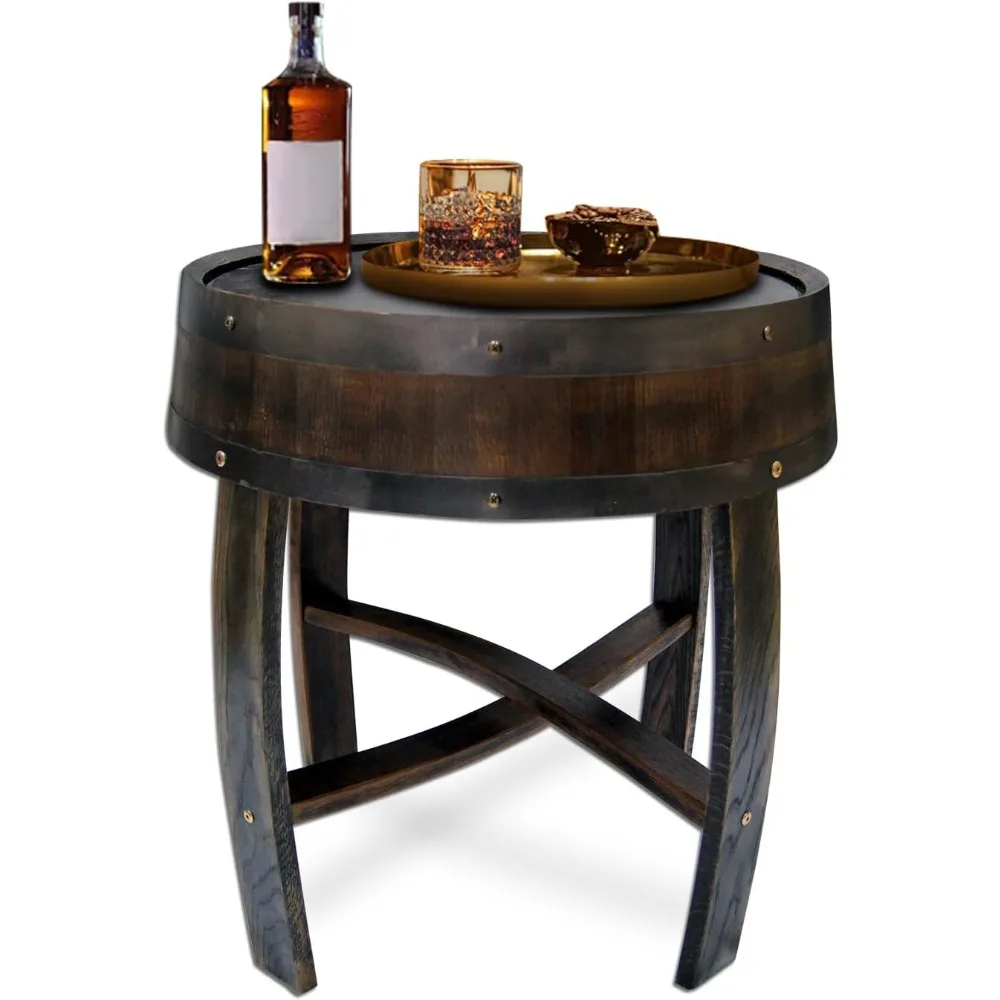 

Retro Wine Barrel Design Coffee Table Wooden Round Creative End Table for Indoor Outdoor, 23 Brown Barrel Tables for Li