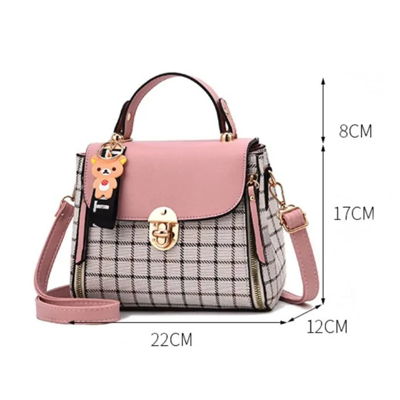 New Korean Lattice Plaid Diagonal Cross Small Square Bag Fashionable Trendy Westernized Women\'s Shoulder Bag 22X12X17CM