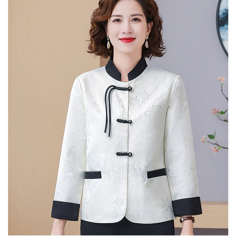 2026 New Chinese Style Blouse Coat Women's Vintage Buttoned Cardigan Flattering Slim Long Sleeve Jacket Spring Luxury Outerwear