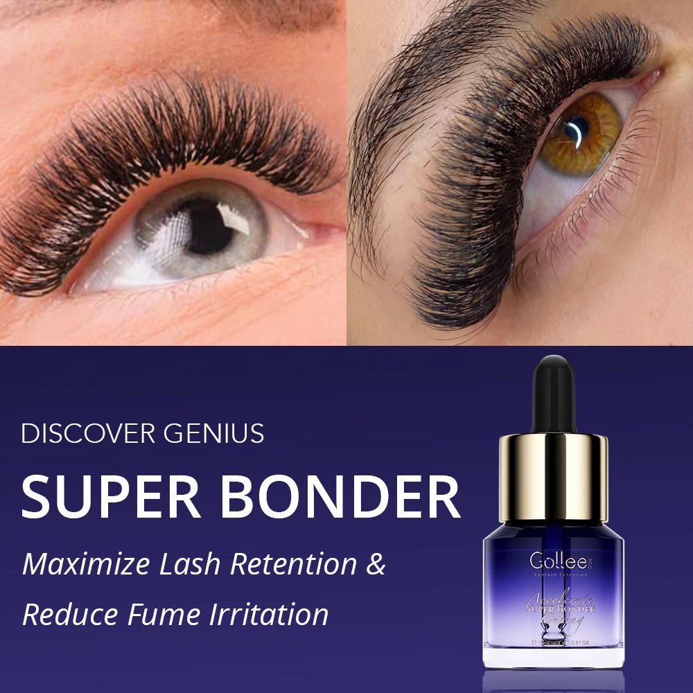 Gollee 15ml Super Bonder Fixing Agent Extension Lashes for All Eyelash Extension Glue Help Lashes Adhesive for Eyelashes Makeup