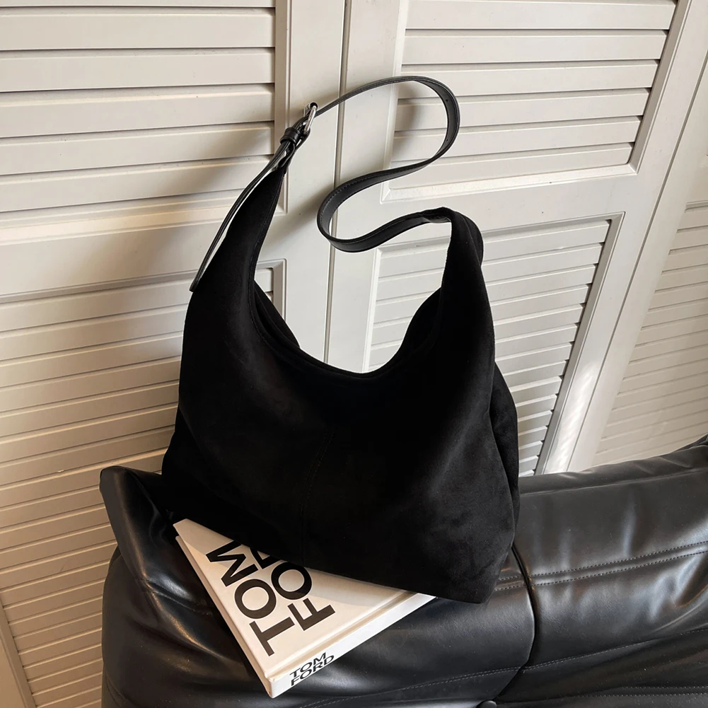 

Women Suede Shoulder Bag Stylish Crossbody Bag Solid Color Top Handle Bag Adjustable Strap Casual Tote Purse Vintage Satchel Bag