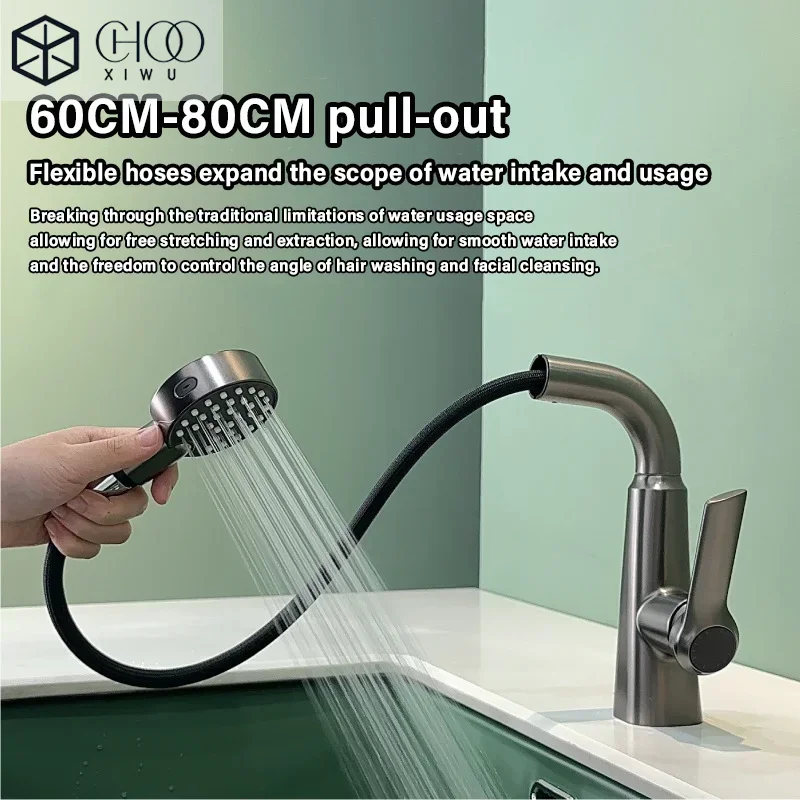 CHOOXIWU 360° Degree Rotation Bathroom Sink Faucet with Lift up down Stream Sprayer Hot Cold Water Mixer Wash Tap for Kitchen 3