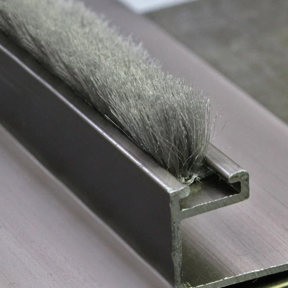 10M Draught Excluder Brush Cassette Fur Strip Aluminum Window Vertical Fur Acoustic And Dustproof Strip Seal Weatherstrip 5*6mm