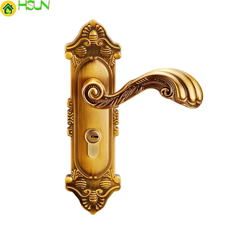 2 pcs Lard door lock indoor wooden door double tongue door lock European zinc alloy room door lock brass universal door lock