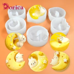 Moon Rabbit Silicone Mold DIY Moon Cake Chocolate Pudding Mousse Cake Mould Aroma Soap Candle Model Cake Decorating Tools Baking