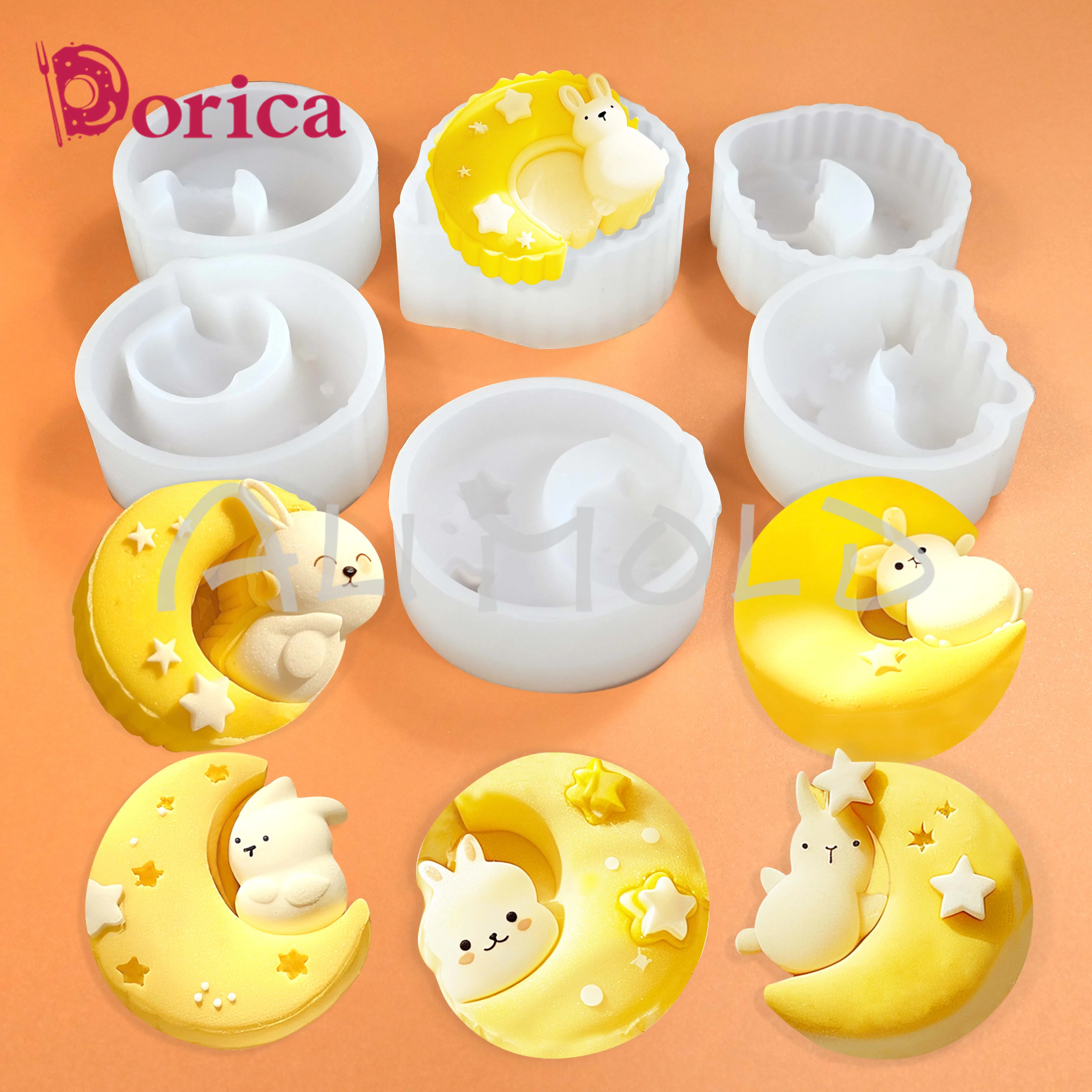 Moon Rabbit Silicone Mold DIY Moon Cake Chocolate Pudding Mousse Cake Mould Aroma Soap Candle Model Cake Decorating Tools Baking