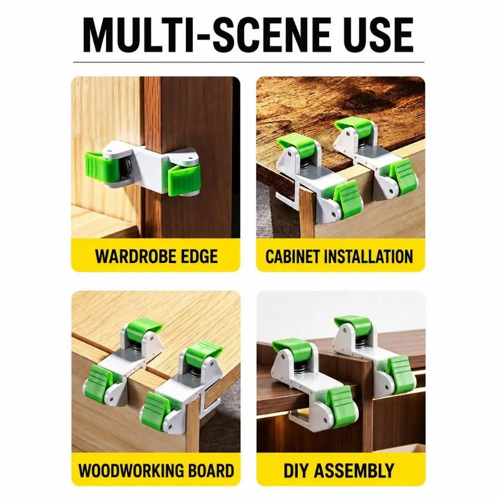 One-Touch Press Drawer Fixing Clip Hands-Free Adjustable Woodworking Clamp Dual-Use Quick Installation Panel Mounting Jig
