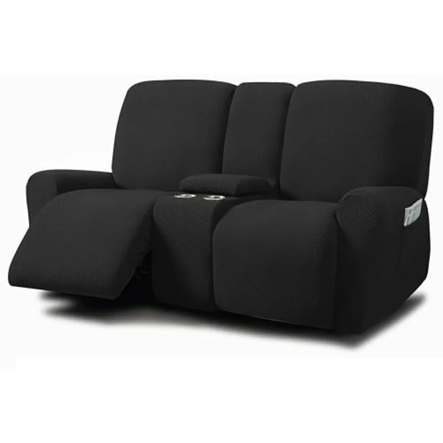 

Jacquard Design Reclining Middle Slipcover 8-Piece Stretch Sofa Covers 2 seat Washable Style 3
