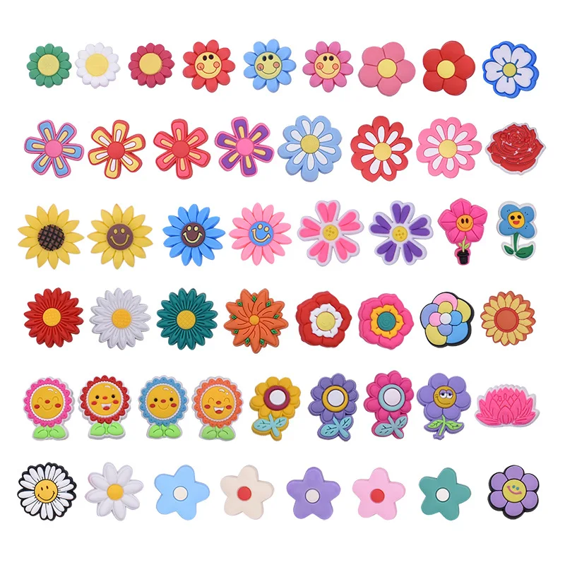 lots flower PVC shoe Charms Buckle combination for Wristbands sandal Slippers accessories Decoration Bands gift unisex party