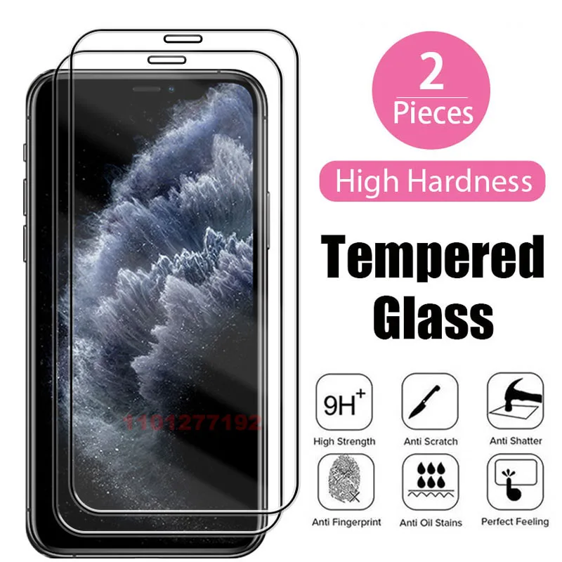 2Pcs Full Cover Tempered Glass On the For iPhone 11 12 13 14 Pro Max Screen Protector For iPhone 6 7 8 Plus X XR XS MAX SE Glass