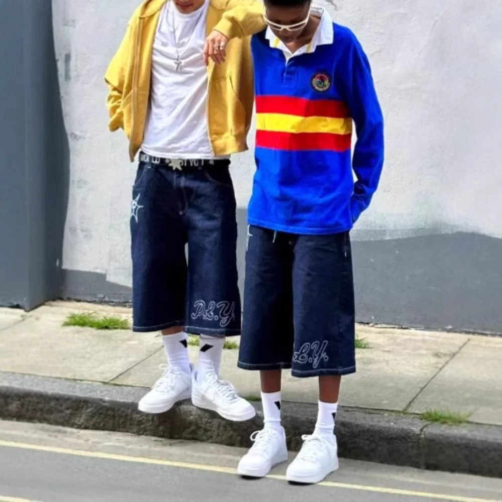 

Y2k Retro Street Denim Shorts For men and women in Summer High Waist Basketball Denim Shorts Fashion Casual Couple Beach Shorts