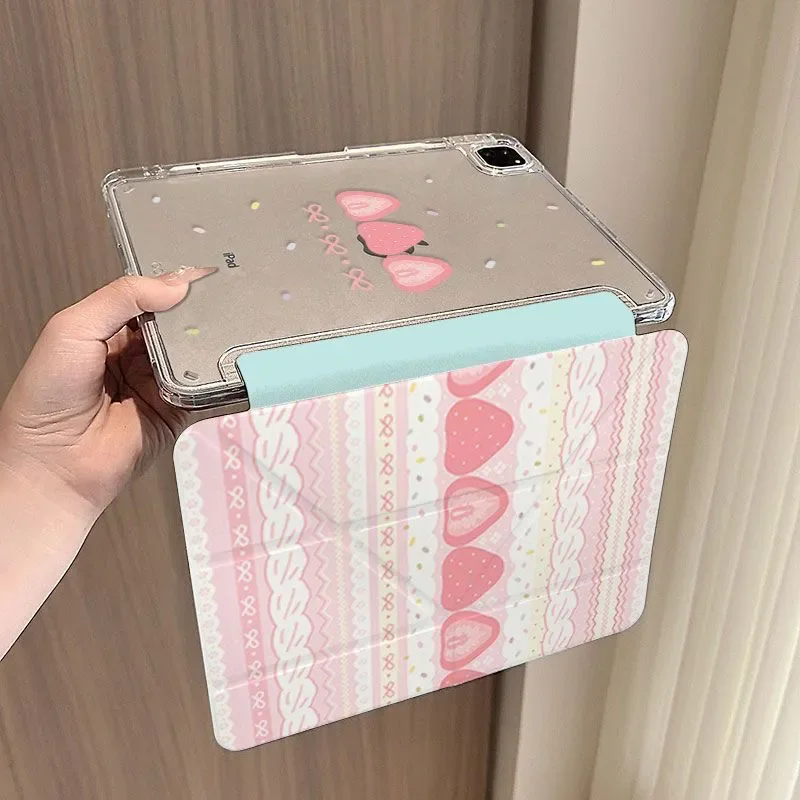 Korean Strawberry Cream Cake Y2K Tablet Case For iPad Pro 13in 11th M5 M4 12.9in A16 7/8/9/10th Air4/5/6/7 11in M2 M3 Mini Cover