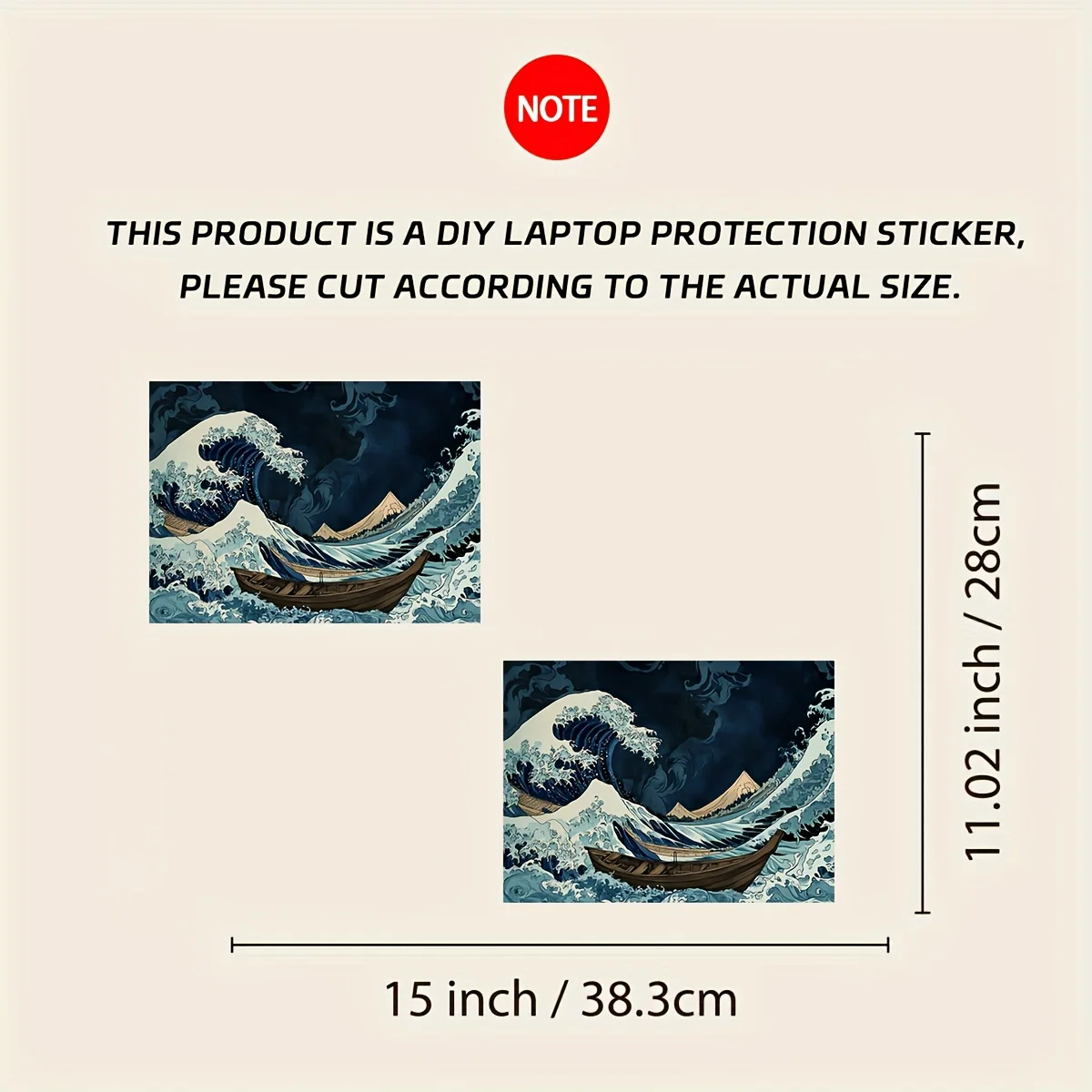 2-Pack Pattern Laptop Wave Art Decal Case, Universal Netbook Skin Stickers Non-reusable Laptop Skin Stickers Decals Waterproof