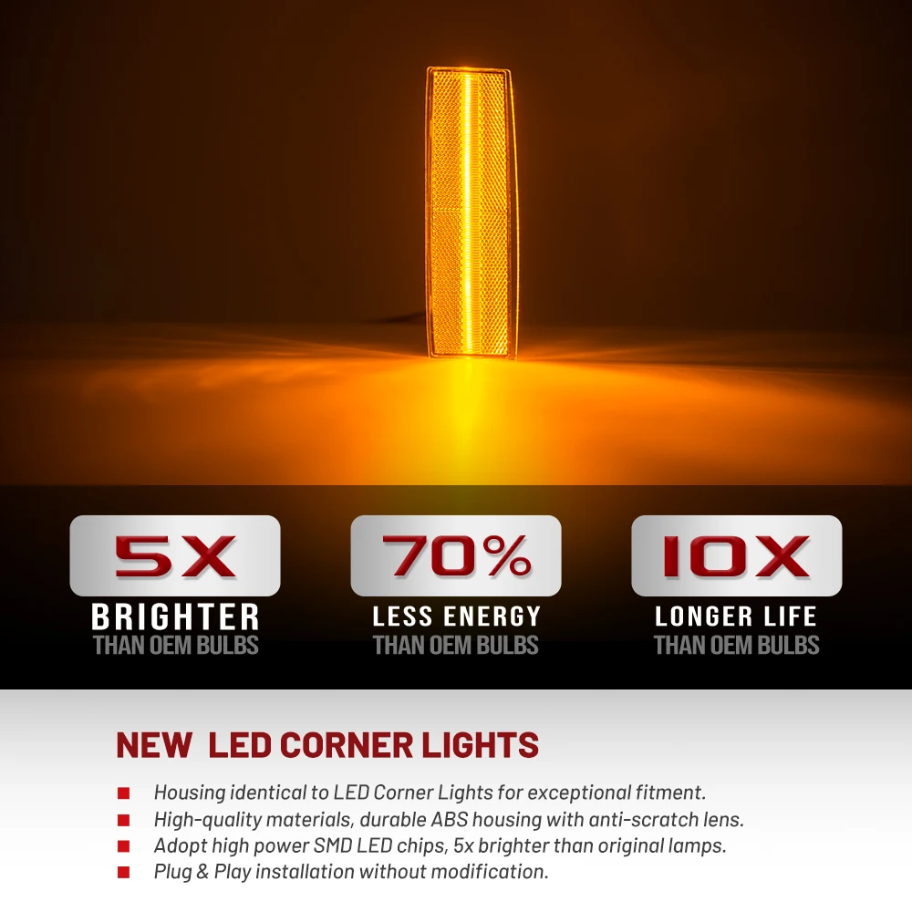 2PCS LED Front Corner Light for 1982–1993 Chevrolet chevy S-10 GMC S-15 Jimmy Sonoma Syclone Typhoon amber side marker light