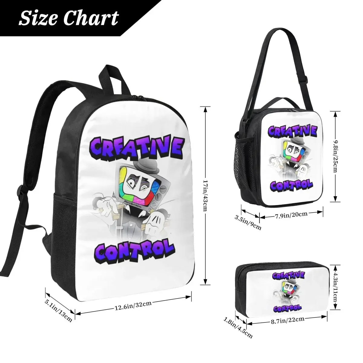 Creative Control (Mr. Puzzles) Backpack Boys Girls BookBag School Bag Laptop Shoulder Bags 3ps Insulated Lunch Bag Pencil Case