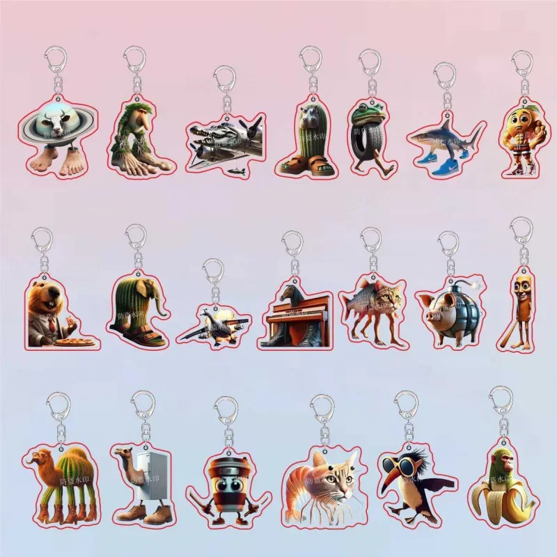 

Creative Italian Brainrot Animals Keychains for Accessories Funny Sigma Skibidi Rizz Cat Silly Meme Keyrings Fans Friends Gifts