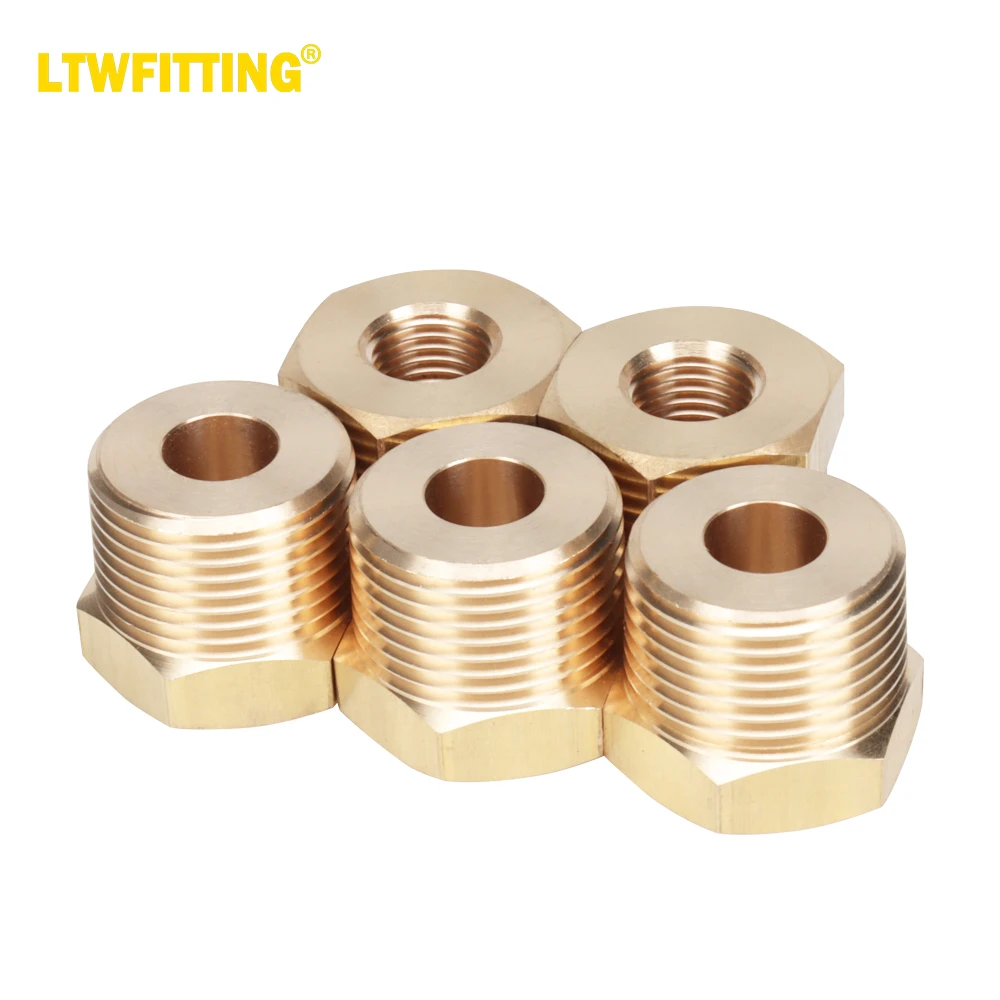 

LTWFITTING Brass Hex Pipe Bushing Reducer Fittings 3/4 Inch Male x 1/4 Inch Female NPT (Pack of 5)