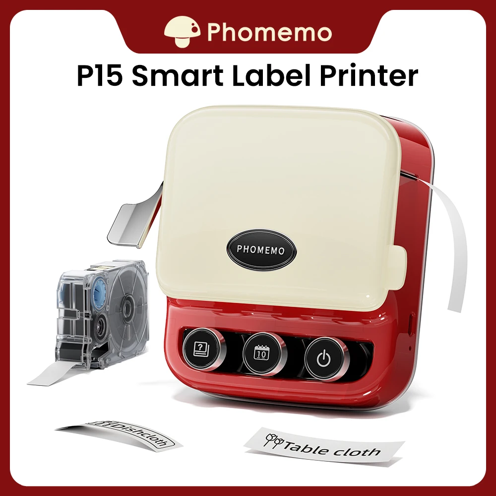 [New Version] Phomemo P15 Label Maker Printer Bluetooth Wireless Portable Printer Rechargeable Thermal Transfer Printing