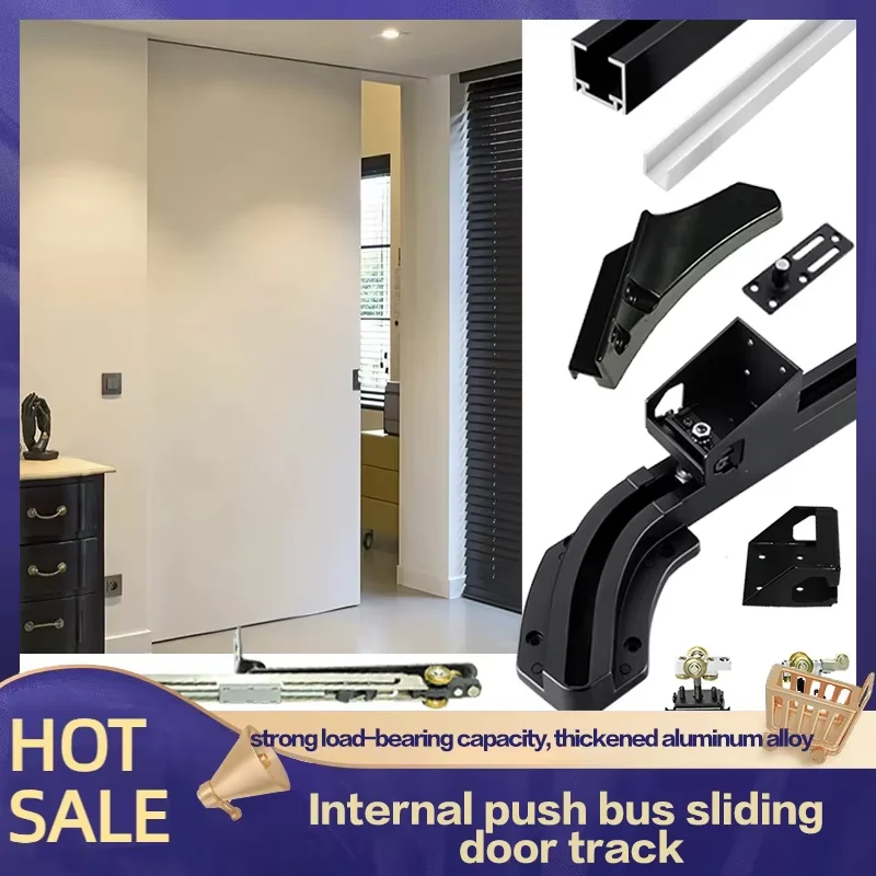 Invisible Sliding Door Retracting Bus Door Slide Rail Cloakroom Bedroom Flat Door Sliding Door Buffer Track Hardware