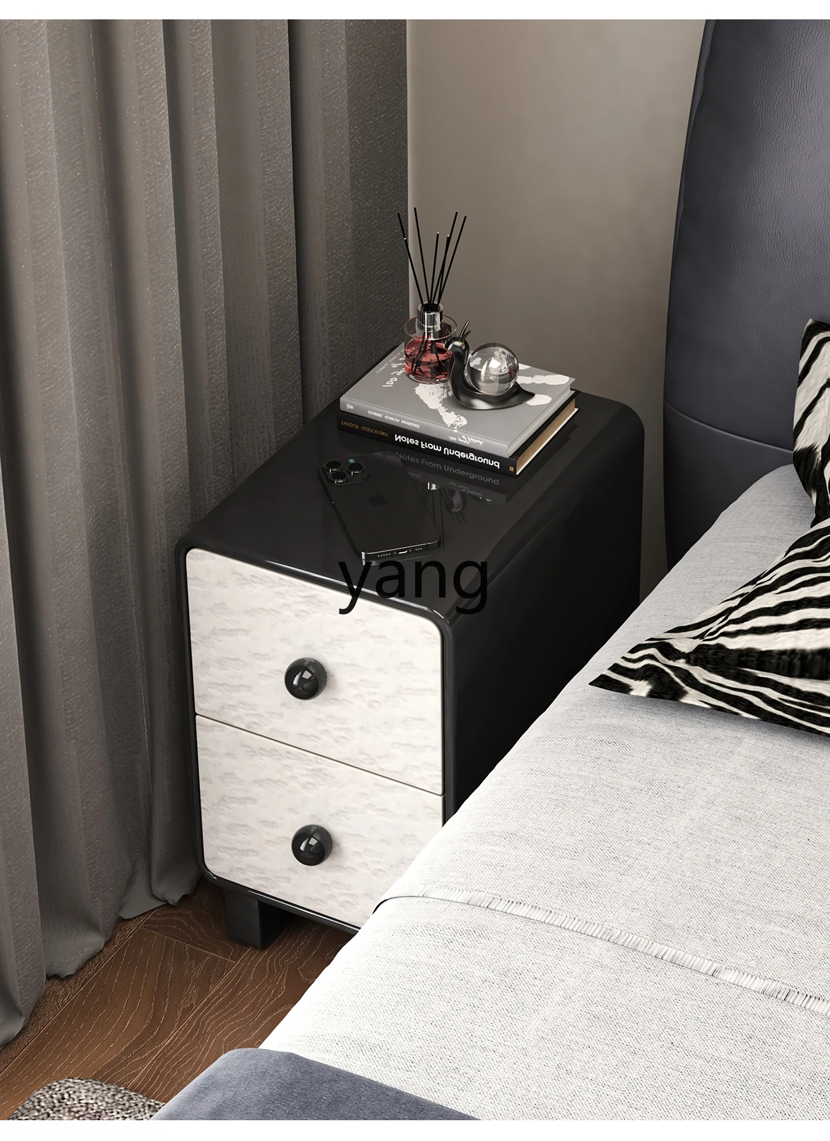 LTT Meja Samping Tempat Tidur Kecil Sempit untuk Kamar Tidur Rumah Lemari Penyimpanan Gaya Italia Kecil Kabinet Celah Kayu Solid Ultra Sempit