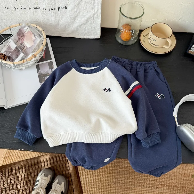 Casual Children's Sweatshirt Set for Boys Spring Autumn Two-Piece Suite Leisure Style Unbranded Family Matching Beachwear