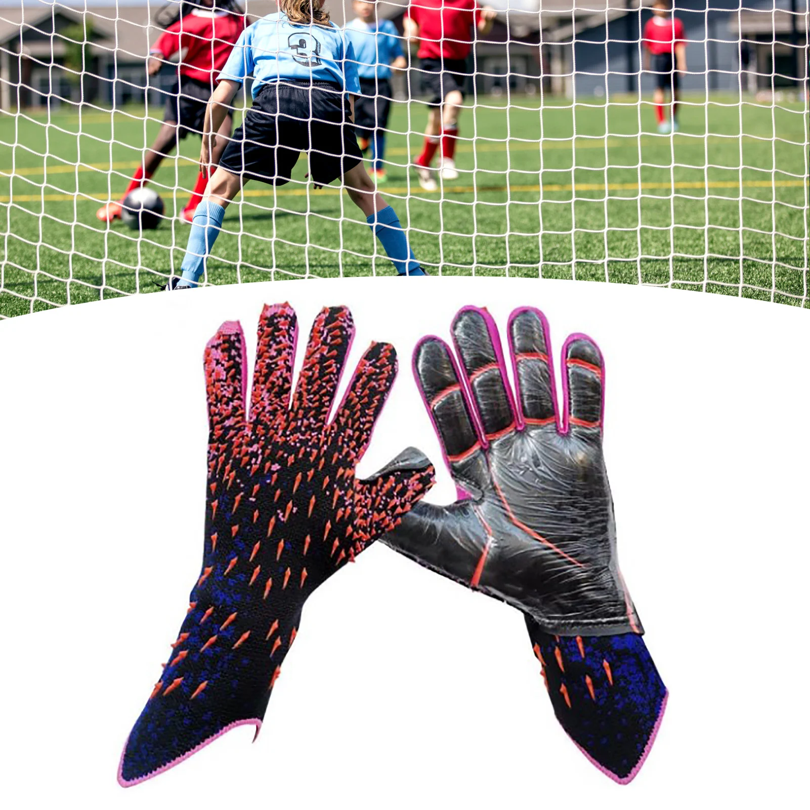 

Goalie Gloves, Soccer Goalie Goalkeeper Gloves Latex Anti Slip Football Gloves with Strong Grips Palms for Kids Boys