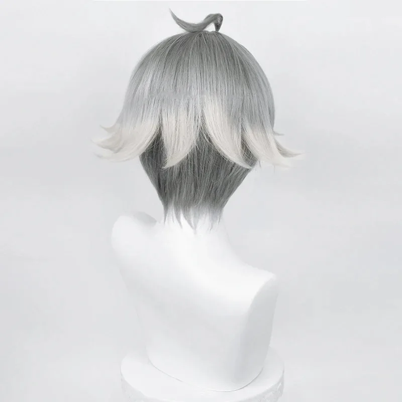 تأثيري سوميرو الهيثم شعر مستعار تأثيري رمادي غامق قصير مستقيم مقاومة للحرارة الشعر لعبة دور الباروكات + غطاء شعر مستعار