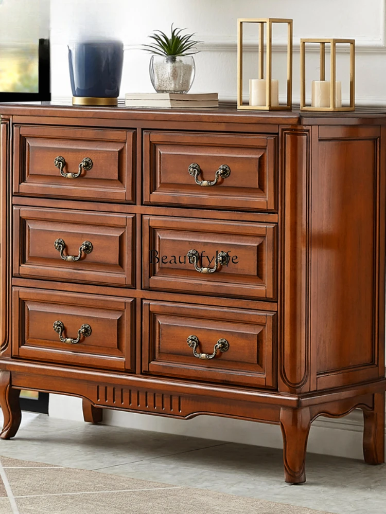 Solid Wood Simple European 6 Commode Storage Bedroom High Large and Small Apartment Type Furniture