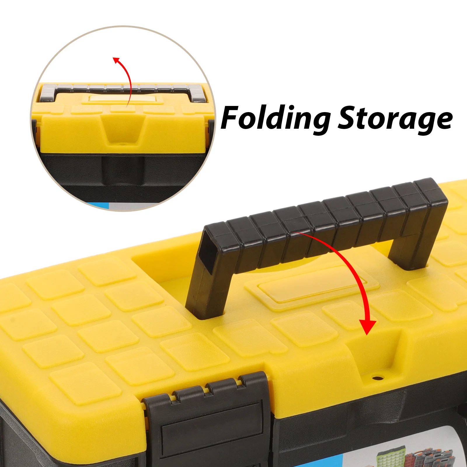 منظم صندوق الأدوات، حاوية تخزين بلاستيكية مقاس 10 بوصة، حافظة صلبة متينة مقاومة لرذاذ الماء ومتعددة الوظائف