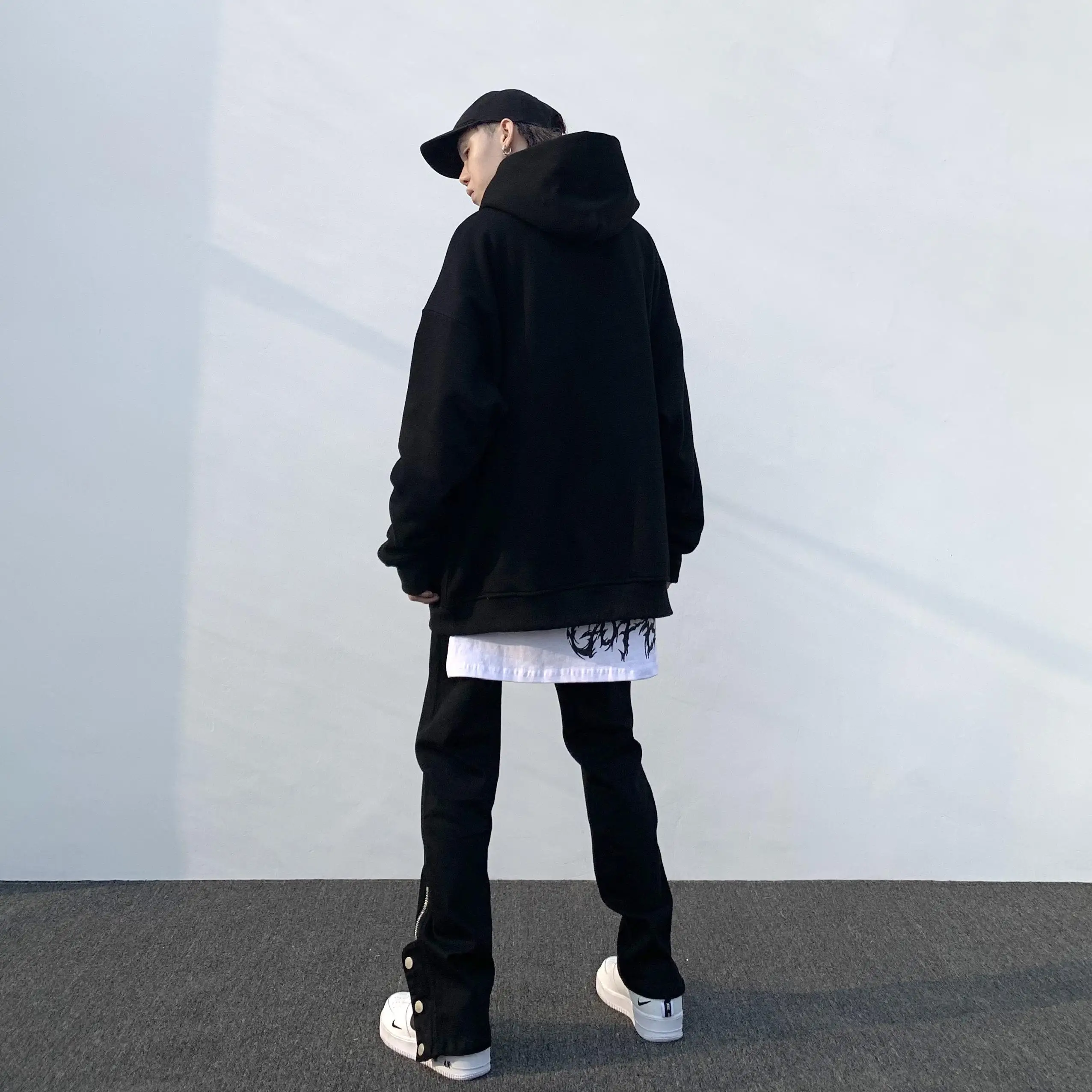 High Street Black Breasted Jeans Fashion Brand Work Dress Design Sense Y2k Hip Hop Punk Slim Retro Long Pants for Men