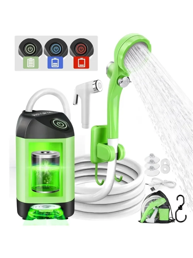 Tragbare Dusche mit Pumpe, LED-Anzeigebildschirm, 2 m Schlauch für Camping, Wandern, Autowäsche, Haustierreinigung