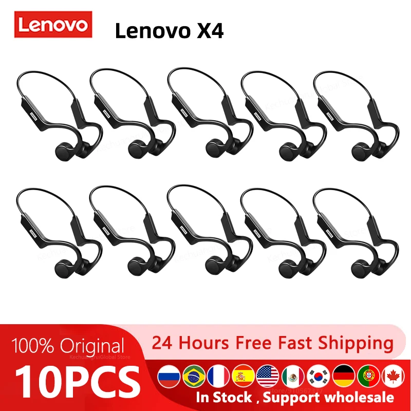 

10pcs Original Lenovo X4 Bone Conduction Wireless Bluetooth Earphone Hifi Ear-hook Headset With Mic Waterproof Sprort headphones