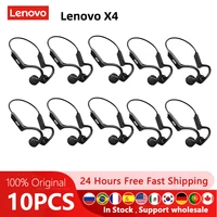 10 Uds Original Lenovo X4 conducción ósea auriculares inalámbricos Bluetooth Hifi auriculares con gancho para la oreja con micrófono auriculares Sprort impermeables
