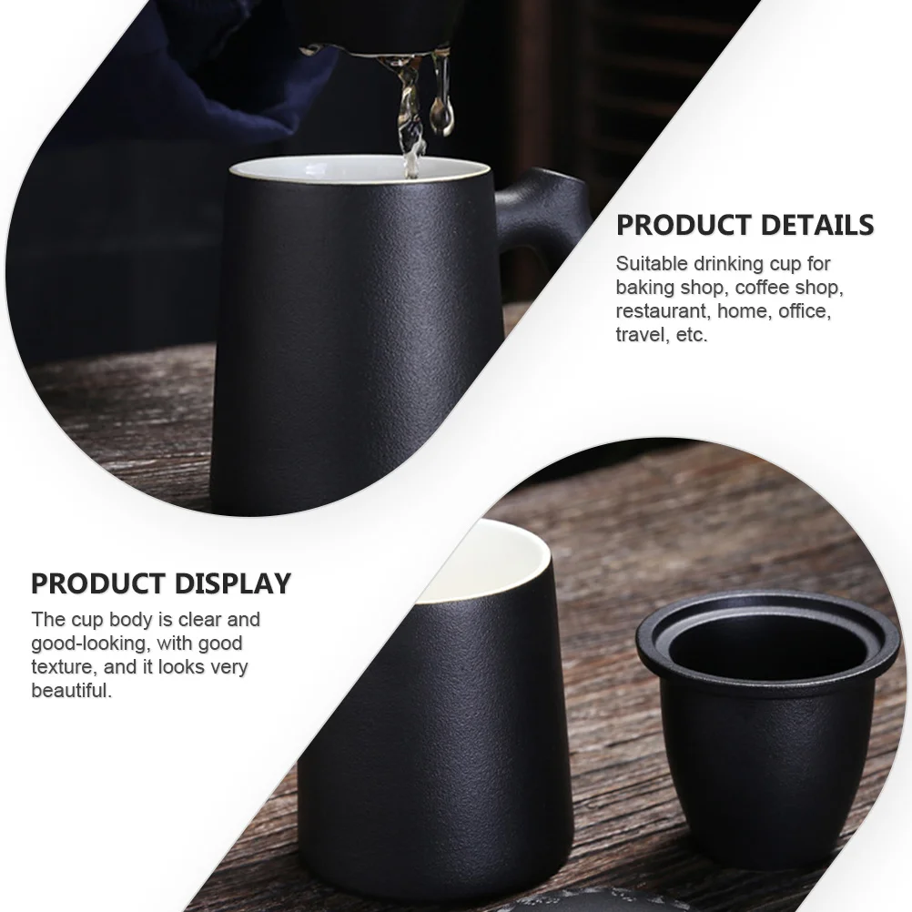 

1 Set Ceramic Filter Mug With Tea Separation Clear Coffee Cup For Home Office Baking Shop Restaurant Travel Use Water