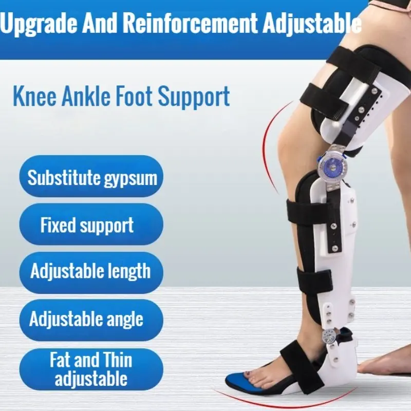 Adjustable Height Knee Brace Knee Ankle Foot Orthosis Brace Thigh Knee Joint Foot Ligament Injury Protector Support Fixator