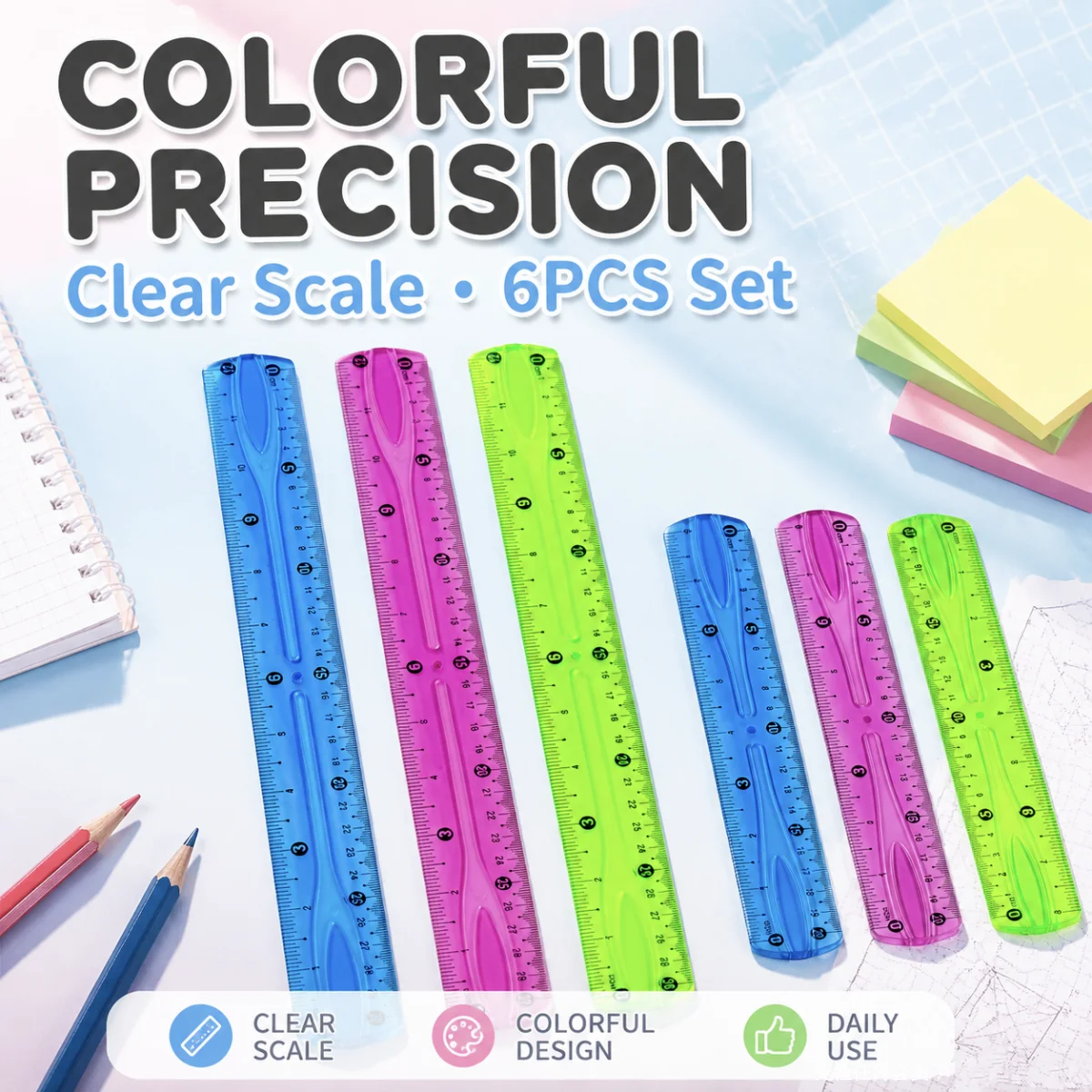 20/30 cm Transparent Soft Ruler for Primary School Students Folding Straight Ruler，Durable Portable Curved Measuring Tool
