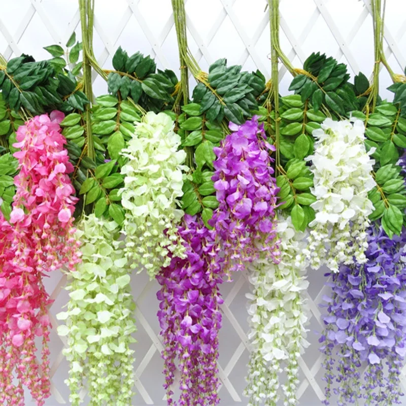 1Pc Length 110cm Artificial Tofu Pudding Ceiling Flowers Wedding Decorations Simulated Wisteria Home Garden Corridor Decoration